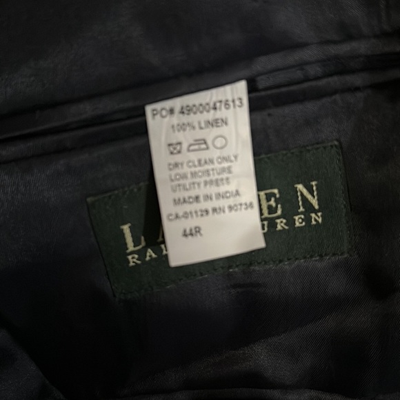 Lauren Ralph Lauren Navy Blue Linen Blazer Size 44R - Picture 8 of 8